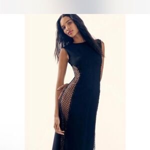 BNWT Delfi Collective Elegant Black Mesh Panel Dress sz XS